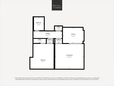 Floor plan for 1 bed, 1 bath, 508 sqft